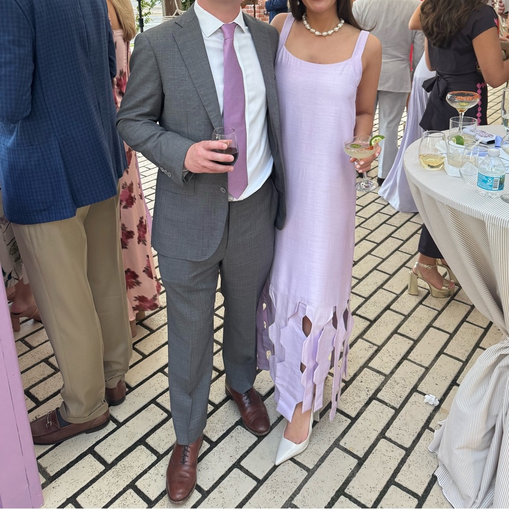 Anthropologie Lavender Fringe Maxi Dress